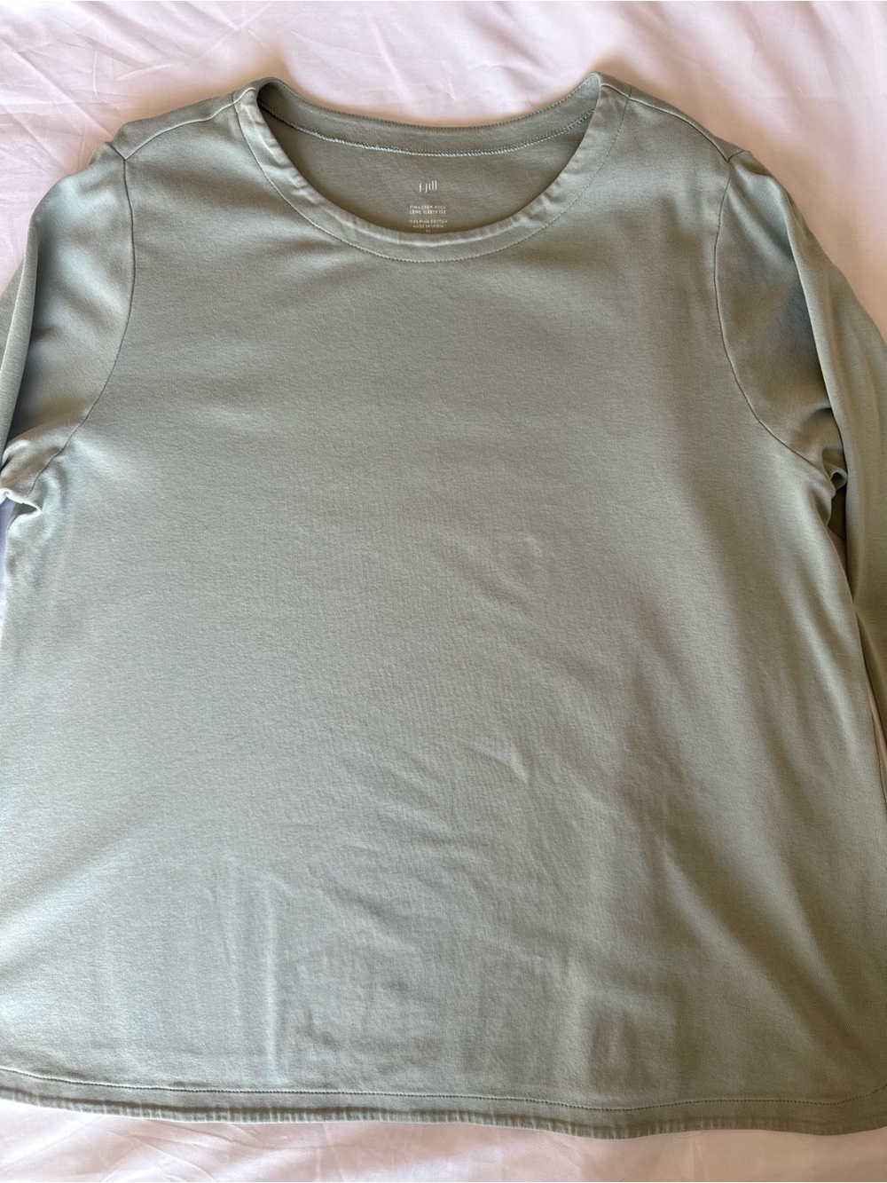J. Jill 100% Pima Cotton Women's XL Crew Neck Long Sleeve Top Sage Green